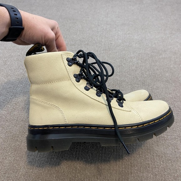 Dr. Martens Shoes - Dr. Martens Combs W Boots Womens Size 8 Beige Synthetic Ankle Combat Lace Up Y2K
